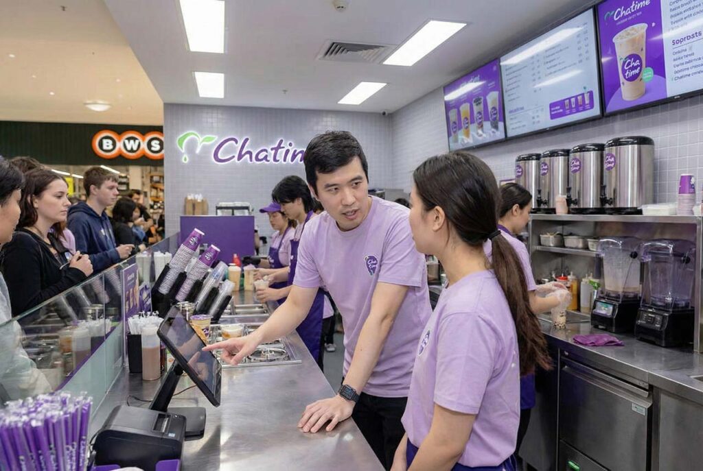Chatime Australia bubble tea franchise operating in a busy shopping centre